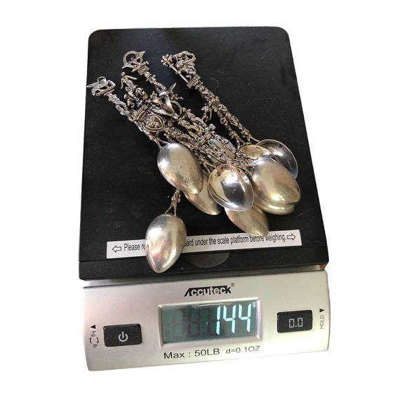 Set 11 Italian 800 Silver Demitasse Figural Souvenir Spoons Made in Italy 144g - Picture 7 of 11